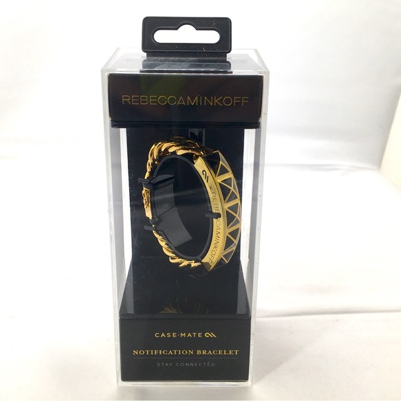Rebecca Minkoff, Gold And Black Enamel Notification Bracelet, Sealed, NIB - Picture 1 of 8